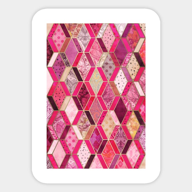 Wild Pink & Pretty Diamond Patchwork Pattern Sticker by micklyn